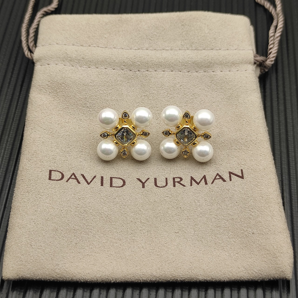 David Yurman Pyramid Pearl Earrings